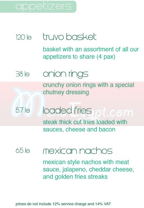 Truvo Restaurant delivery menu